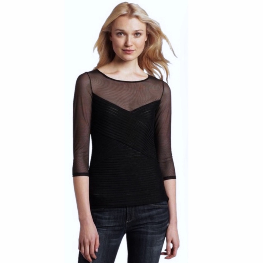 BCBG MAX AZRIA "Amora" Women's Dressy Top NEW With Tags! Black Pleated Medium